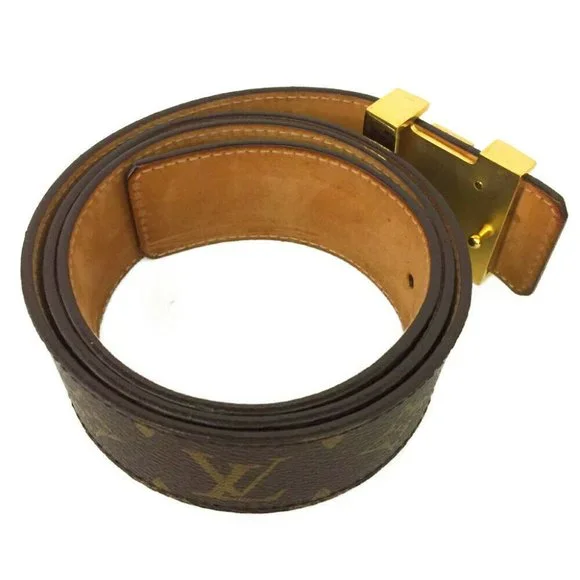 100% Authentic Louis Vuitton Monogram Brown Leather Belt - Picture 4 of 10